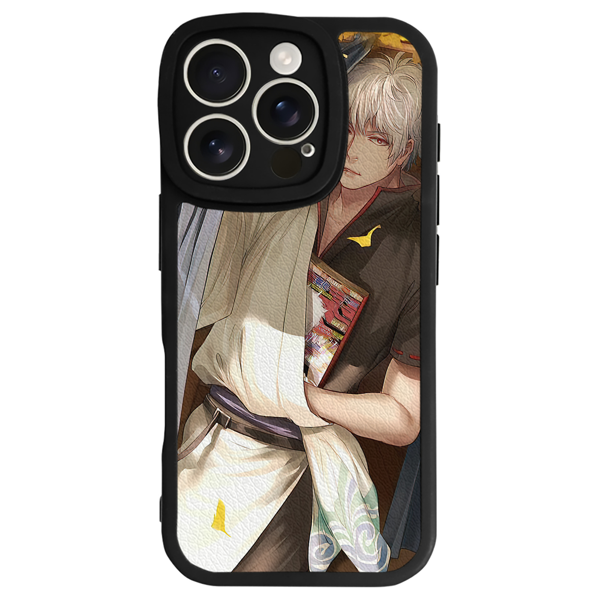 （画像用） ぎんたま 坂田銀時（さかたぎんとき） 神楽 志村新八（しむら しんぱち） GINTAMA Sakata Gintoki Kagura Shimura Shinpachi 【iPhone 16シリーズ対応】シリコンスマホケース（レザー調） 材質：シリコン